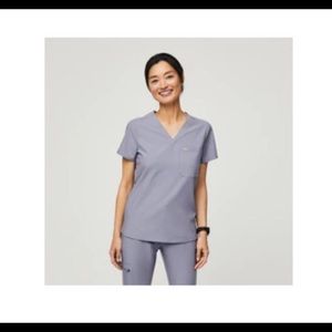 Women’s Small Vapor Blue Space Dye Catarina One-Pocket Scrub Top